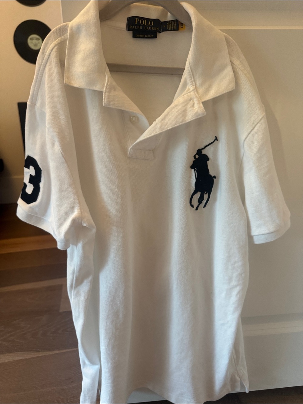 Polo by Ralph Lauren White Polo with Navy Pony and Sleeve Patch